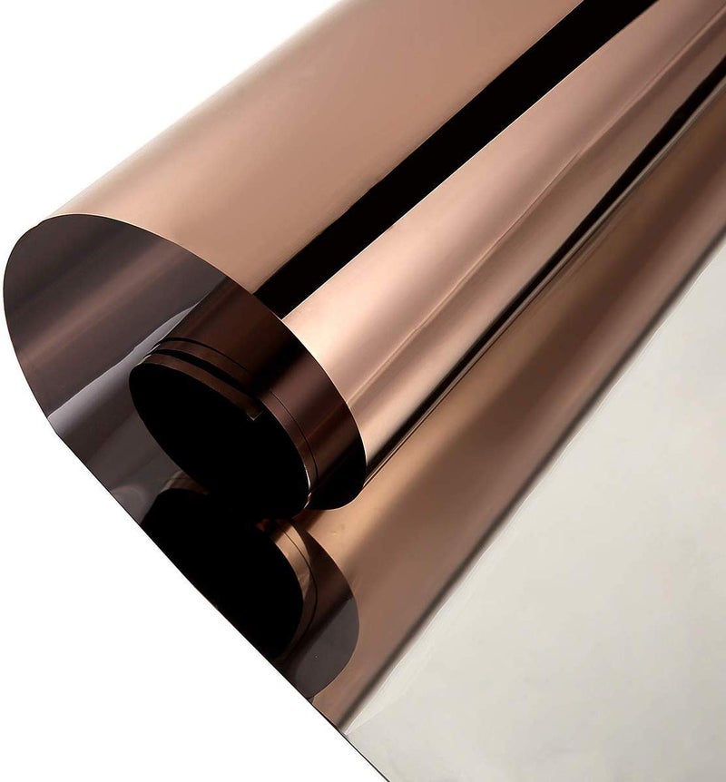Kinsolar Privacy Window Film One Way Mirror Adhesive Reflective Window Tint Anti UV Heat Control Glass Film for Home and Office Daytime Privacy Protection 17.7Inch x 10Feet, Silver&Brown - Image 1